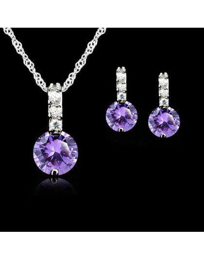 Jemmin 925 Sterling Silver Jewelry Sets dla kobiet ślubne austriackie kryształowe wisiorki naszyjnik zestaw kolczyków dla kobiet