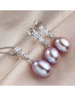 2019 Hot sprzedaży 925 sterling silver biżuteria ustawia 100% prawdziwa perła słodkowodna naszyjnik i kolczyki 4 kolory LINDO
