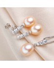 2019 Hot sprzedaży 925 sterling silver biżuteria ustawia 100% prawdziwa perła słodkowodna naszyjnik i kolczyki 4 kolory LINDO