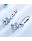 UMCHO oryginalna 925 Sterling Silver błękitny Topaz zestawy biżuterii wisiorek naszyjnik spadek kolczyki dla kobiet mała biżuter