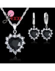 Jemmin nowa moda 6 kolor kobiety kobiece serce kryształ zestaw biżuterii na ślub zaręczyny 925 Sterling srebrny naszyjnik kolczy