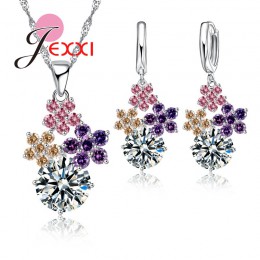 Jemmin grzywny mody 925 Sterling Silver biżuteria zestaw dla kobiet Bridal akcesorium ślubne mieszane austriacki kryształ zestaw