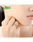 VISTOSO zestawy biżuterii dla kobiety zielony spinele biały CZ kamienie zestaw biżuterii kolczyki pierścień 925 srebro biżuteria