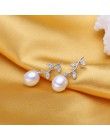 FENASY s925 sterling srebrny biały czarny słodkowodne Pearl Jewelry Sets dla kobiet liści roślin naszyjnik kolczyk trendy pierśc