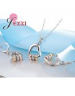 JEMMIN luksusowy romantyczny naszyjnik kolczyki komplety biżuterii wisiorek w kształcie serca 925 Sterling Silver CZ kobiety uro