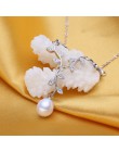 FENASY s925 sterling srebrny biały czarny słodkowodne Pearl Jewelry Sets dla kobiet liści roślin naszyjnik kolczyk trendy pierśc