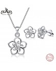 Rinntin prawdziwej 925 Sterling Silver Jewelry Sets dla kobiet AAA cyrkon kwiat naszyjniki wisiorki stadniny kolczyki zestawy bi