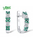 VISTOSO zestawy biżuterii dla kobiety zielony spinele biały CZ kamienie zestaw biżuterii kolczyki pierścień 925 srebro biżuteria