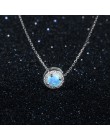 Elegancki 925 Sterling Silver Cubic cyrkon biżuteria dla nowożeńców ustawia okrągły biały różowy niebieski Opal naszyjnik kolczy