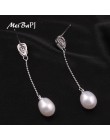 MeiBaPJ wysokiej jakości biżuteria z naturalną perłą zestawy moda prawdziwe S925 Sterling Silver kolczyki z długim łańcuszkiem i