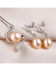 Wysokiej jakości 925 Sterling Silver biżuteria zestawy dla kobiet 100% naturalna perła słodkowodna naszyjnik i kolczyki gorąca s