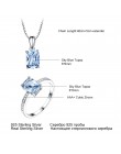 UMCHO majątek 925 Sterling Silver biżuteria stworzył niebo niebieski Topaz pierścionki naszyjnik elegancki prezenty ślubne dla k