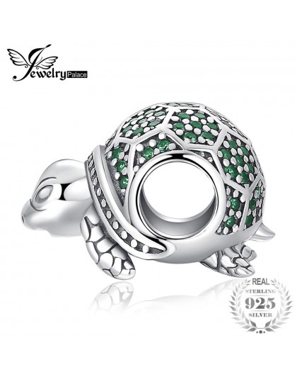 JewelryPalace Ocean zwierząt żółw Nano rosyjski symulowane Emerald 925 Sterling Silver paciorki dla kobiet 2018 nowy gorący