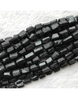 Naturalny czarny turmalin matowe ozdobne kamienie koraliki do tworzenia bransoletek kolczyków biżuterii