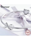 BAMOER Big Charms prawdziwe srebro 925 Infinity rodziny na zawsze jasny kryształ urok dla oryginalnego 925 marka bransoletka SCC