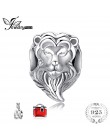 JewelryPalace odważne serce 925 Sterling Silver głowa lwa koraliki charm w stylu fit bransoletki dla kobiet jako piękne prezenty