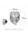 JewelryPalace odważne serce 925 Sterling Silver głowa lwa koraliki charm w stylu fit bransoletki dla kobiet jako piękne prezenty