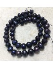 JYX naturalne luźne prawdziwe 8-9mm czarny naszyjnik z pereł słodkowodnych struny nici ręcznie robiona biżuteria DIY prezenty 15