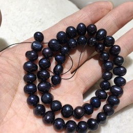 JYX naturalne luźne prawdziwe 8-9mm czarny naszyjnik z pereł słodkowodnych struny nici ręcznie robiona biżuteria DIY prezenty 15