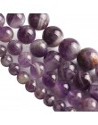 Naturalny kwiat ametyst kamień koraliki 8/10/12mm fioletowy kryształ kamień koraliki do wyrób biżuterii bransoletka naszyjnik 15