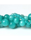 Naturalny niebieski amazonit Jade kamień koraliki jaspis luźne koraliki rzemiosła naszyjnik wybierz rozmiar kobiety bransoletka 