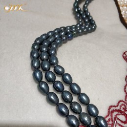 JYX 2019 perła DIY ryż kształt 8*9mm szary czarny prawdziwa perła słodkowodna struny nici ręcznie robiona biżuteria DIY 15 "dla 