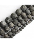 Matowy koraliki z kamienia naturalnego czarny Labradorite Larvikite kamień okrągłe koraliki do wyrób biżuterii bransoletka naszy