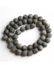 Matowy koraliki z kamienia naturalnego czarny Labradorite Larvikite kamień okrągłe koraliki do wyrób biżuterii bransoletka naszy