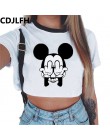 Krótki crop top z okrągłym dekoltem z krótkim rękawem biały seksowny modny młodzieżowy dla dziewczyn dla kobiet