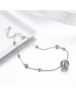 925 Sterling SIlver łańcuch serce Cut Ball Foot biżuteria bransoletki na nogę dla kobiet dziewczyna nogi bransoletka cheville en