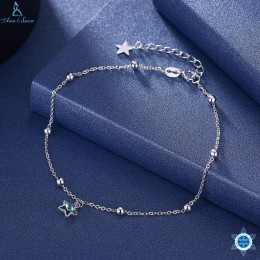 Nowy nabytek prawdziwej 925 Sterling Silver słodkie szept gwiazda cyrkonia kamień CZ Link bransoletka kostki luksusowe biżuteria