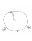 Naturalna perła słodkowodna obrączki dla kobiet, podwójny perłowy 925 streling srebrny łańcuszek na kostkę modna biżuteria na pr