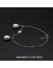 Naturalna perła słodkowodna obrączki dla kobiet, podwójny perłowy 925 streling srebrny łańcuszek na kostkę modna biżuteria na pr