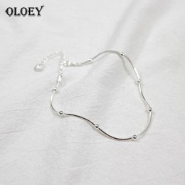 OLOEY prawdziwe 925 Sterling Silver bransoletki na nogę dla kobiet prosty łańcuch węża zroszony kostki bransoletka elegancka biż