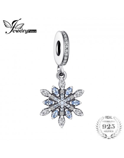 Jewelrypalace 925 Sterling Silver Froast kwiat stworzył niebieski Nano dynda koraliki Charms Fit bransoletki moda unikalne DIY b