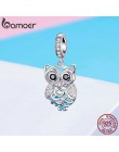 BAMOER New Arrival 925 Sterling Silver kryształ sowa Cubic cyrkon zwierząt Charms fit koraliki bransoletki i Bangles DIY biżuter