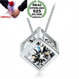 OMHXZJ hurtownia geometryczna kobieta magiczna kostka moda kpop AAA cyrkon 925 sterling silver bez łańcucha naszyjnik zawieszki 