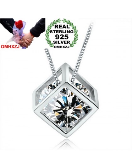 OMHXZJ hurtownia geometryczna kobieta magiczna kostka moda kpop AAA cyrkon 925 sterling silver bez łańcucha naszyjnik zawieszki 