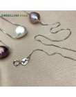 Hot proste mała barokowa perła wisiorek naszyjnik biała brzoskwinia głęboki niebieski metaliczny kolor łańcuch pole 925 srebrny 