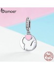 BAMOER kot biżuteria 925 Sterling Silver wisiorek urok ażurowe kotek domowych zwierząt Charms dla kobiet DIY biżuteria akcesoria