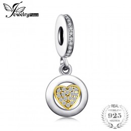 Jewelrypalace koraliki Charms Fit bransoletki 925 Sterling srebrny brokat złoty Murano szklane serce prezenty dla kobiet moda bi