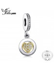 Jewelrypalace koraliki Charms Fit bransoletki 925 Sterling srebrny brokat złoty Murano szklane serce prezenty dla kobiet moda bi
