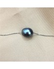 Hot proste mała barokowa perła wisiorek naszyjnik biała brzoskwinia głęboki niebieski metaliczny kolor łańcuch pole 925 srebrny 