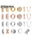 ROBOL 100% 925 srebrny Reflexions klip Charm w połysk z jasnymi sześciennych tlenku cyrkonu Fit DIY oryginalny 1:1 bransoletka b