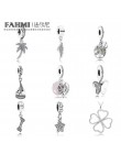 FAHMI 100% 925 Sterling Silver podwójne Sparkling CZ gwiazda małe kości wisiorek naszyjniki dla kobiet autentyczne srebro wisior