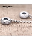 Nowa jesienna srebro Pave inspiracja łańcuch bezpieczeństwa charms 925 sterling Silver serce urok pasuje koralik bransoletka diy