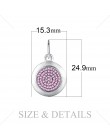 JewelryPalace różowy cyrkonia monety koralik urok pasuje bransoletki 925 Sterling Silver moda DIY koralik urok kobiety biżuteria