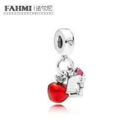 FAHMI 100% 925 Sterling Silver 797486 CZRMX śnieg WHITE'S APPLE i serce wiszące CHARM oryginalna biżuteria prezent zalecane