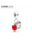 FAHMI 100% 925 Sterling Silver 797486 CZRMX śnieg WHITE'S APPLE i serce wiszące CHARM oryginalna biżuteria prezent zalecane