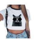 Krótki crop top z okrągłym dekoltem z krótkim rękawem biały seksowny modny młodzieżowy dla dziewczyn dla kobiet